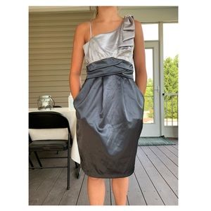 One Shoulder Grey Cocktail Dress